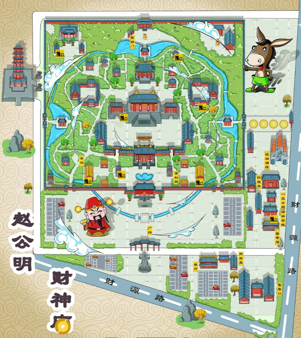 古县寺庙类手绘地图